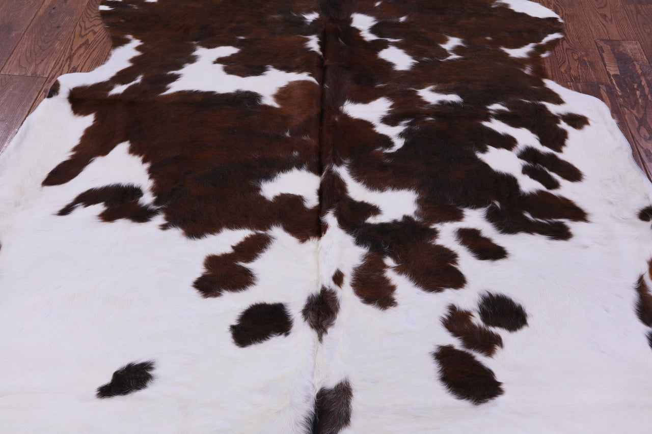 Brown & White Natural Cowhide Rug - Large 6'10"H x 6'2"W