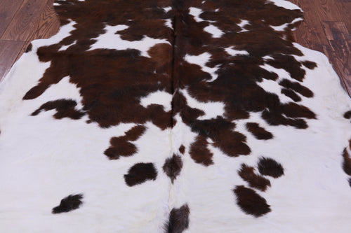 Brown & White Natural Cowhide Rug - Large 6'10