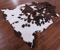 Thumbnail for Brown & White Natural Cowhide Rug - Large 6'10