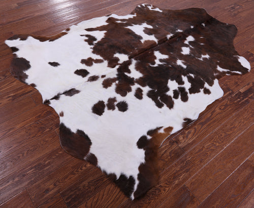 Brown & White Natural Cowhide Rug - Large 6'10