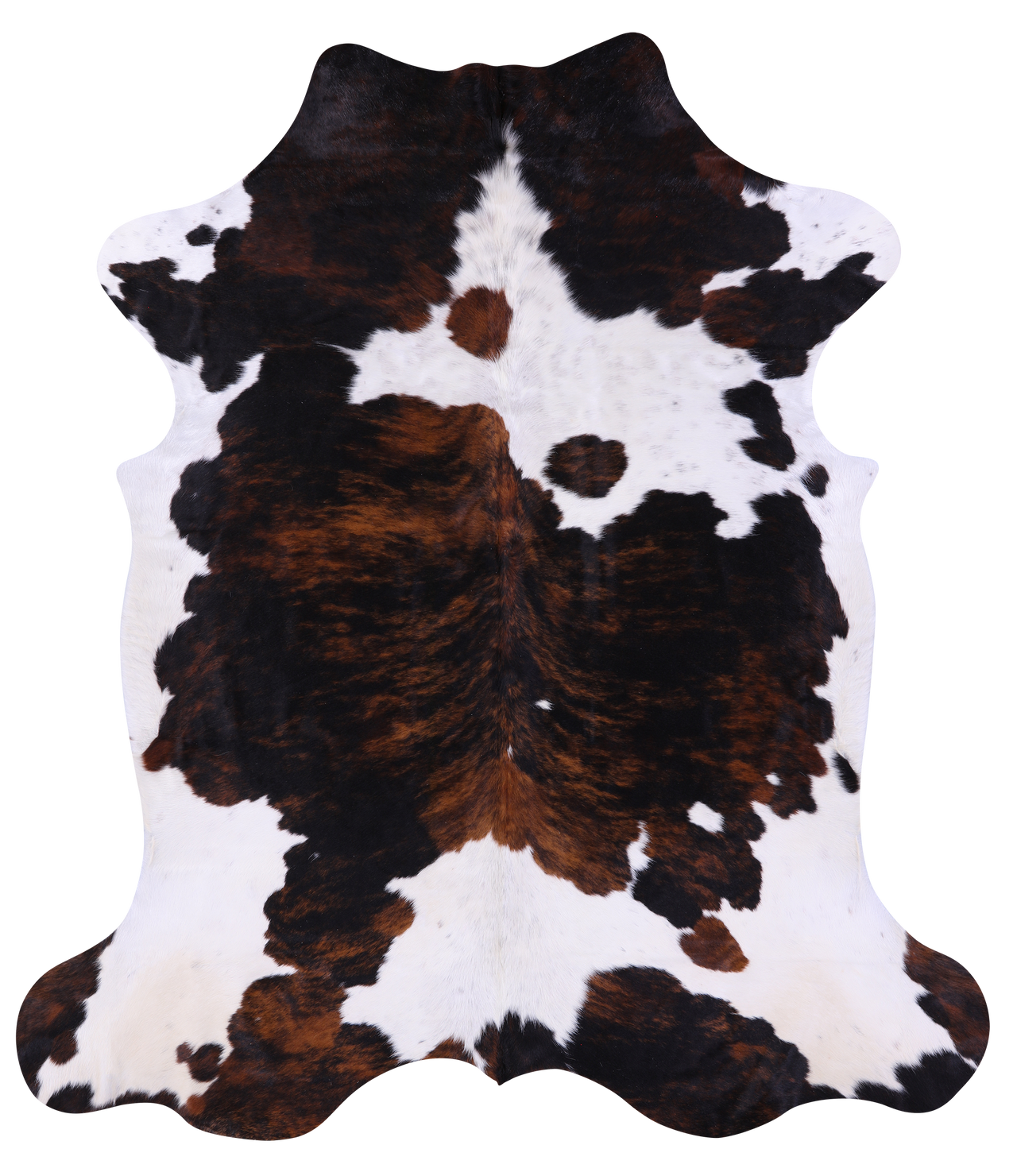 Brindle Tricolor Natural Cowhide Rug - X-Large 7'5"H x 6'6"W