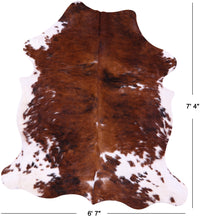 Thumbnail for Brown & White Natural Cowhide Rug - X-Large 7'4