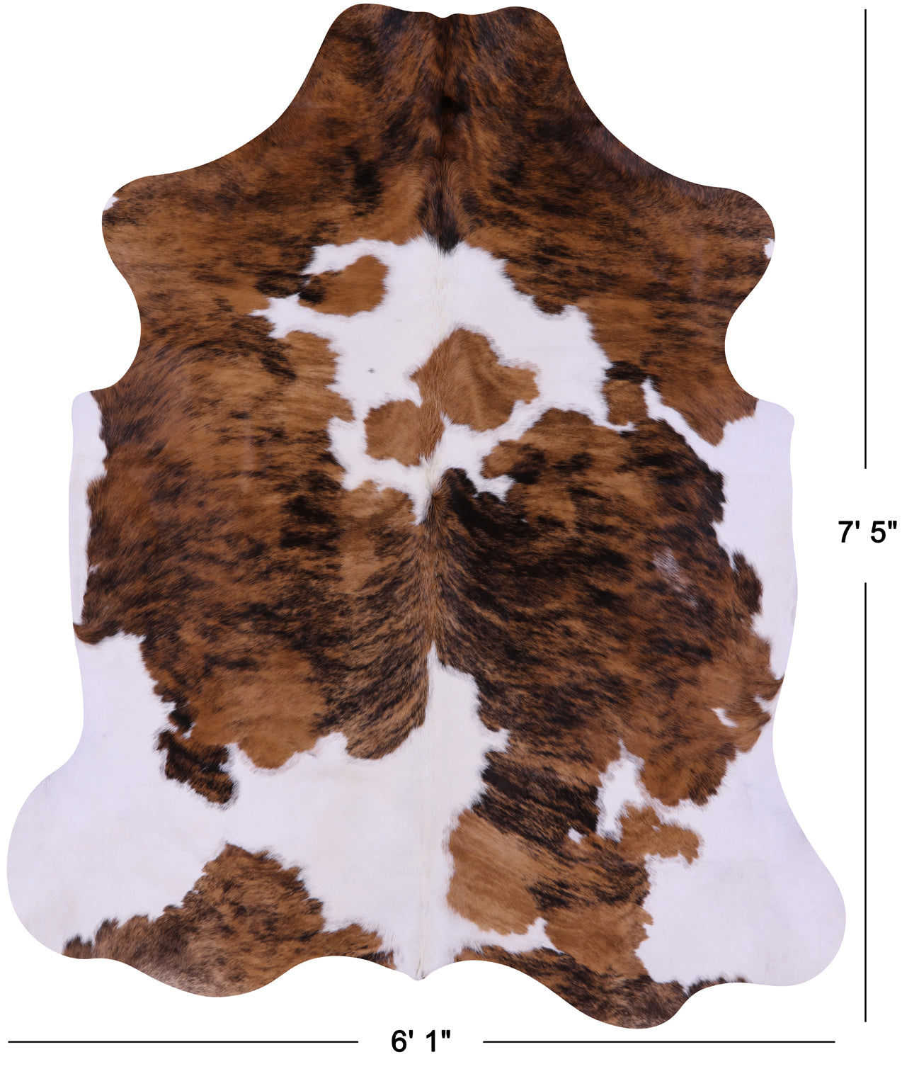 Brindle Brown & White Natural Cowhide Rug - X-Large 7'5"H x 6'1"W