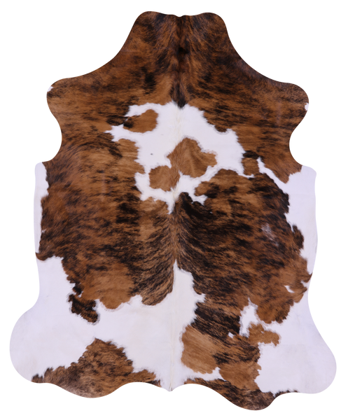 Brindle Brown & White Natural Cowhide Rug - X-Large 7'5"H x 6'1"W