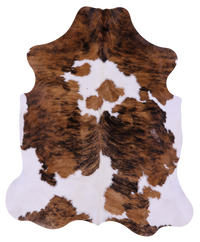 Thumbnail for Brindle Brown & White Natural Cowhide Rug - X-Large 7'5