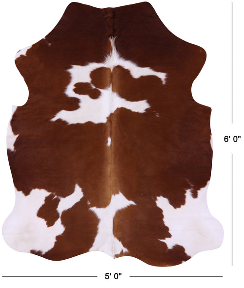 Brown & White Natural Cowhide Rug - Medium 6'0