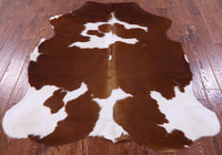 Thumbnail for Brown & White Natural Cowhide Rug - Medium 6'0