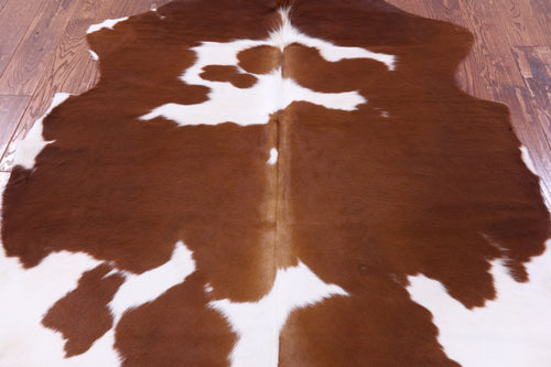 Brown & White Natural Cowhide Rug - Medium 6'0
