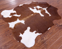 Thumbnail for Brown & White Natural Cowhide Rug - Medium 6'0