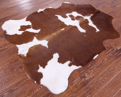 Brown & White Natural Cowhide Rug - Medium 6'0