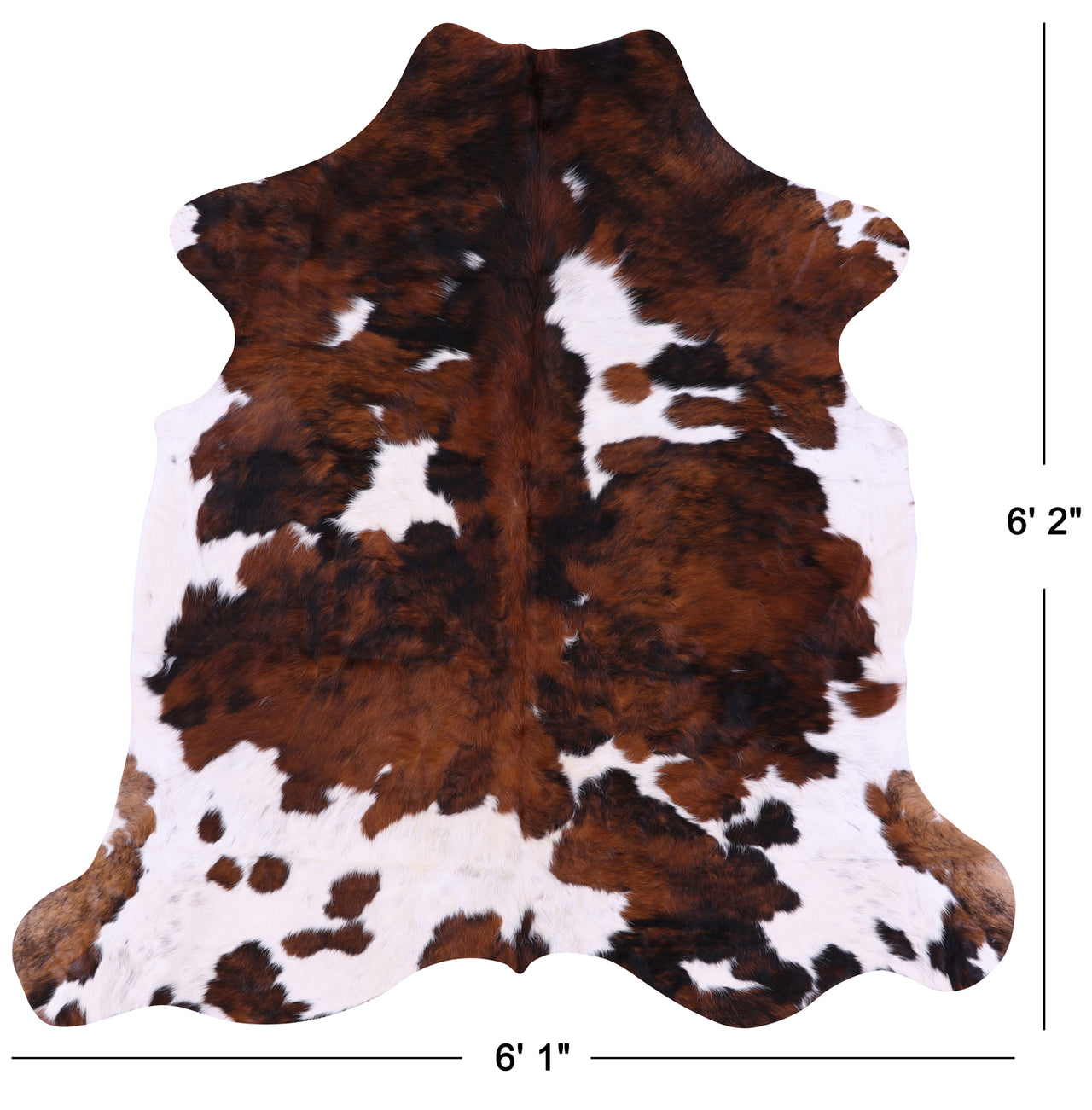 Tricolor Natural Cowhide Rug - Medium 6'2"H x 6'1"W