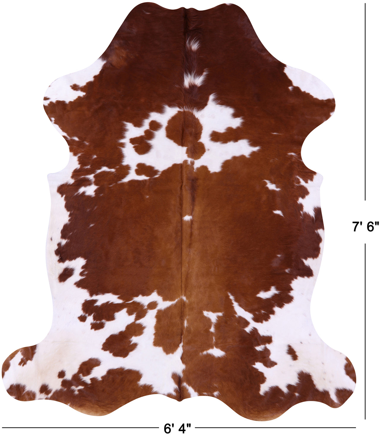 Brown & White Natural Cowhide Rug - X-Large 7'6"H x 6'4"W