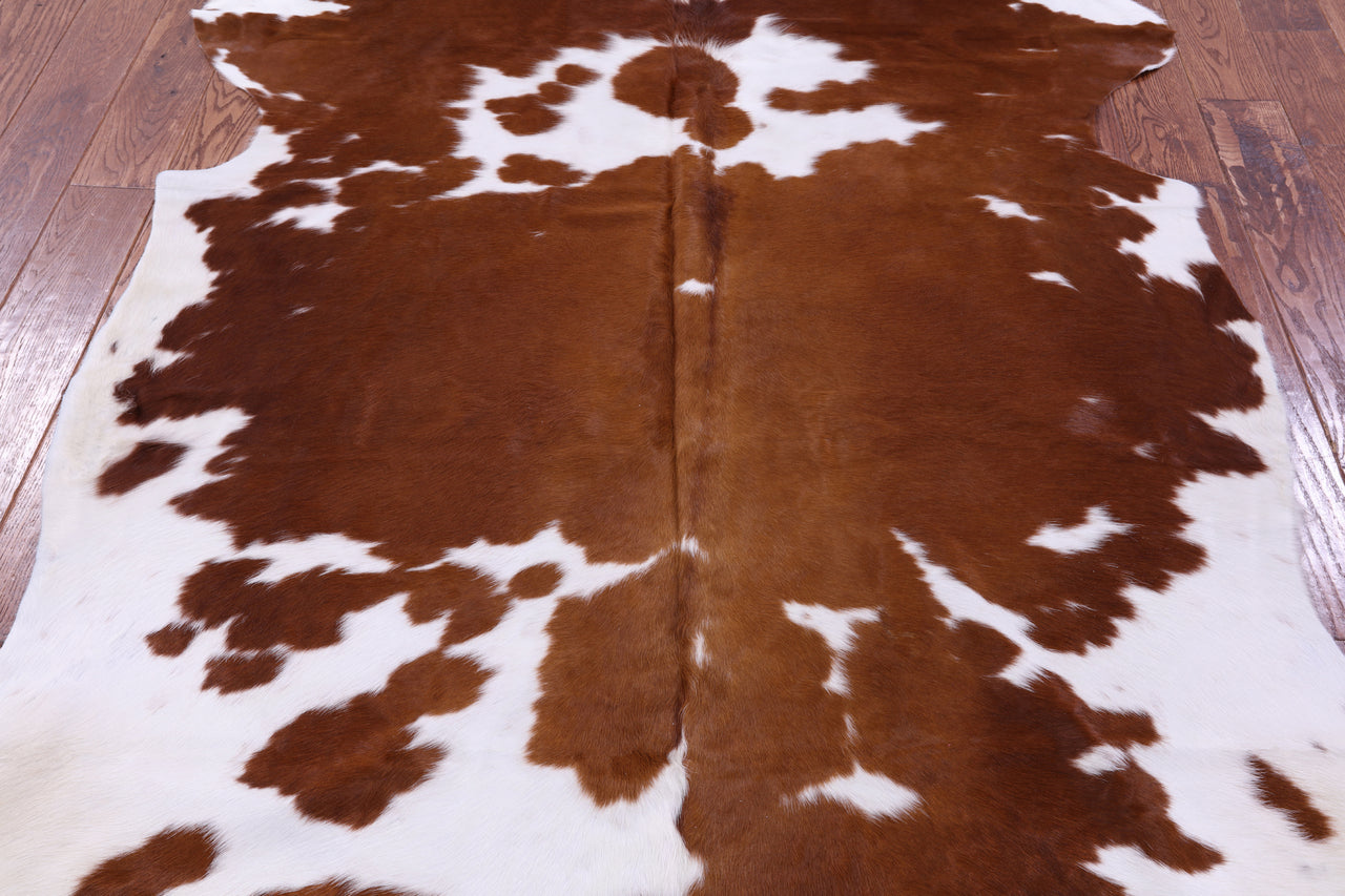 Brown & White Natural Cowhide Rug - X-Large 7'6"H x 6'4"W