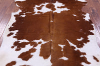 Thumbnail for Brown & White Natural Cowhide Rug - X-Large 7'6