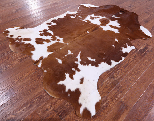 Brown & White Natural Cowhide Rug - X-Large 7'6