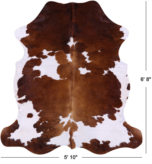 Brown & White Natural Cowhide Rug - Large 6'8