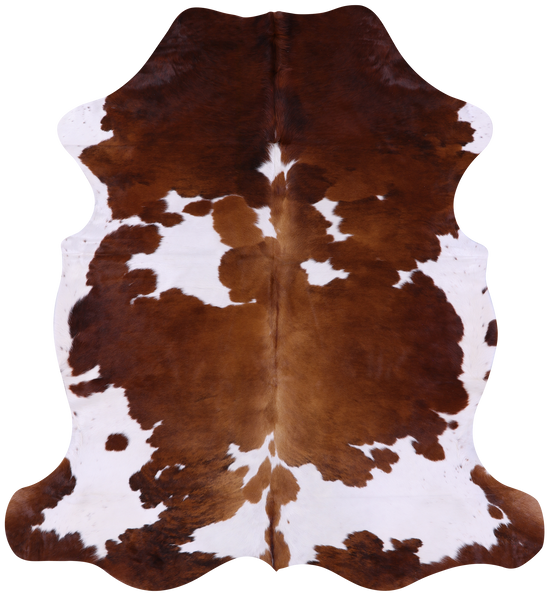 Brown & White Natural Cowhide Rug - Large 6'8"H x 5'10"W