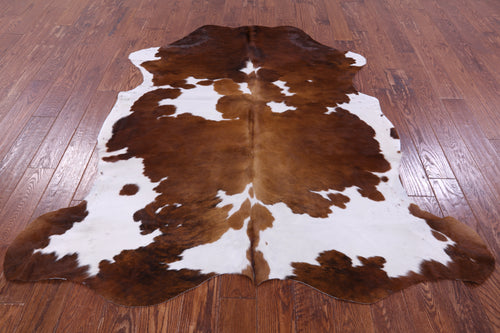 Brown & White Natural Cowhide Rug - Large 6'8