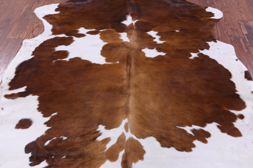 Brown & White Natural Cowhide Rug - Large 6'8