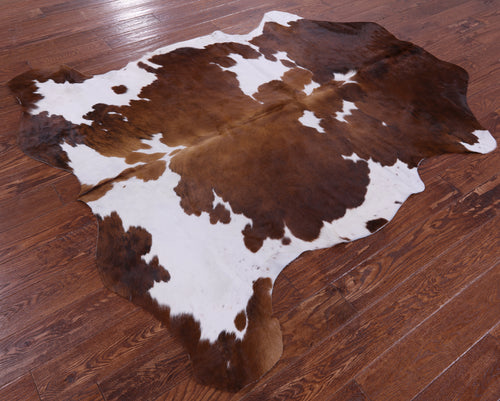 Brown & White Natural Cowhide Rug - Large 6'8