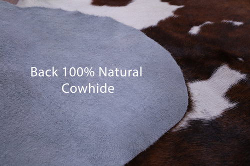 Brown & White Natural Cowhide Rug - Large 6'8