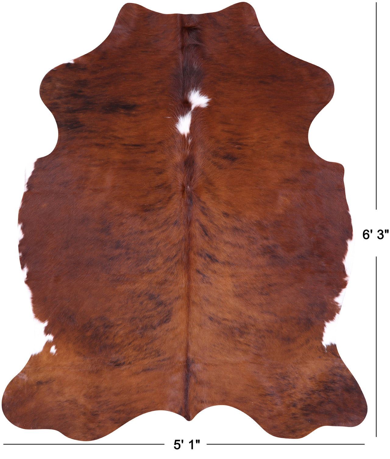 Brown Natural Cowhide Rug - Medium 6'3"H x 5'1"W