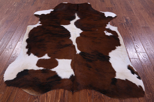Brown & White Natural Cowhide Rug - Large 6'8