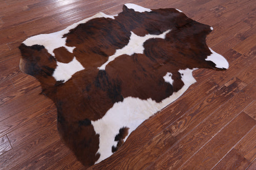 Brown & White Natural Cowhide Rug - Large 6'8