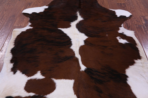 Brown & White Natural Cowhide Rug - Large 6'8