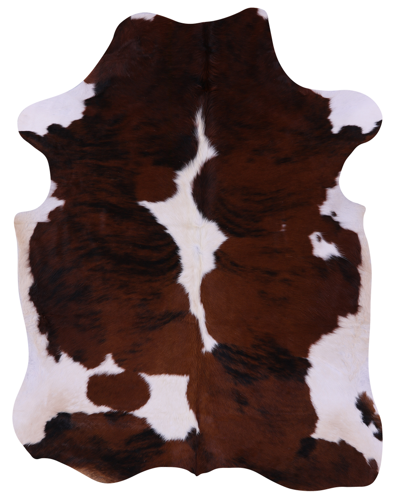 Brown & White Natural Cowhide Rug - Large 6'8"H x 5'4"W