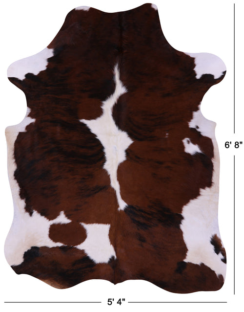 Brown & White Natural Cowhide Rug - Large 6'8