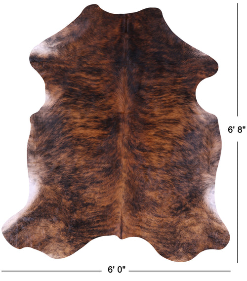 Brown Brindle Natural Cowhide Rug - Large 6'8