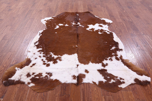 Brown & White Natural Cowhide Rug - Large 6' 8