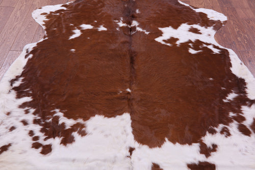 Brown & White Natural Cowhide Rug - Large 6' 8