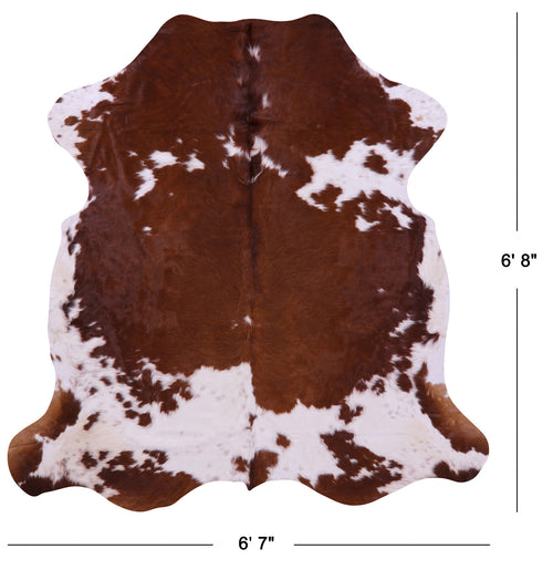 Brown & White Natural Cowhide Rug - Large 6' 8