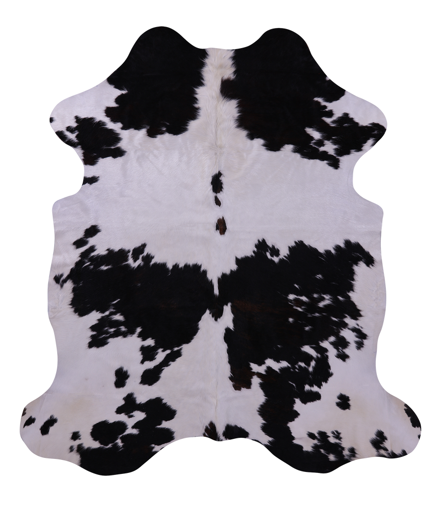 Black & White Natural Cowhide Rug - Large 6' 10"H x 6' 2"W