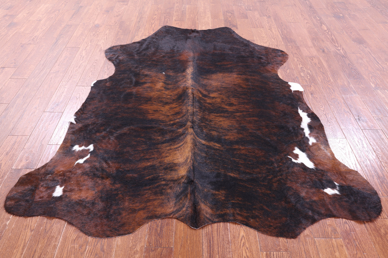 Dark Brindle Natural Cowhide Rug - XLarge 7'0"H x 6'1"W