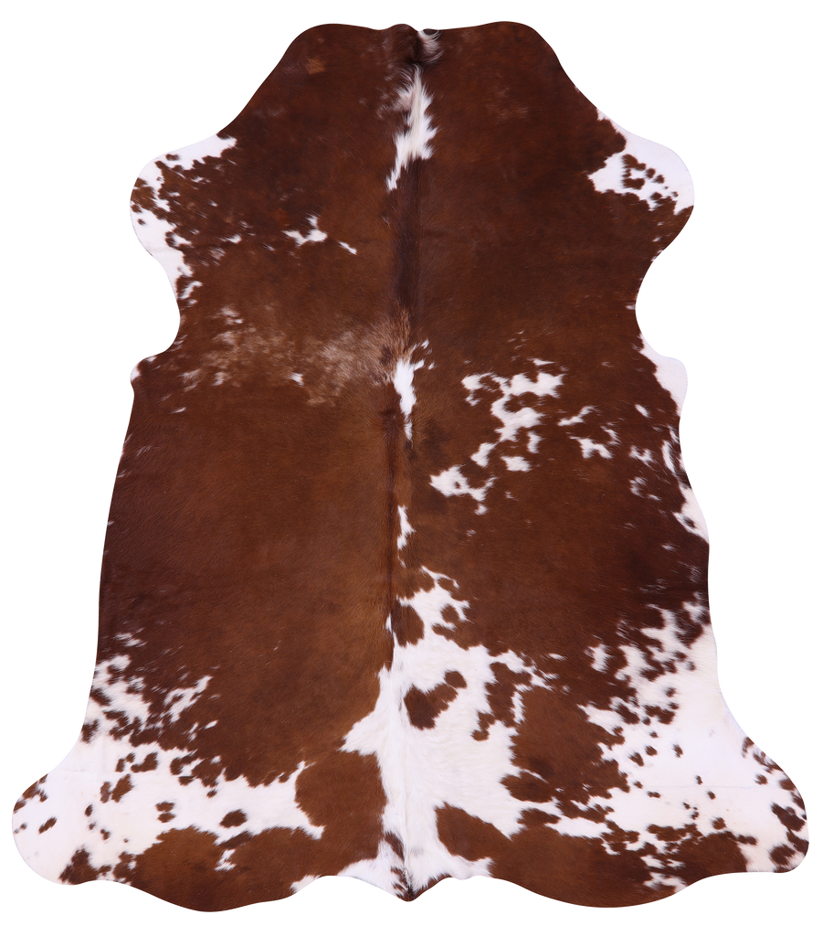 Brown & White Natural Cowhide Rug - Large 6'5"H x 5'8"W