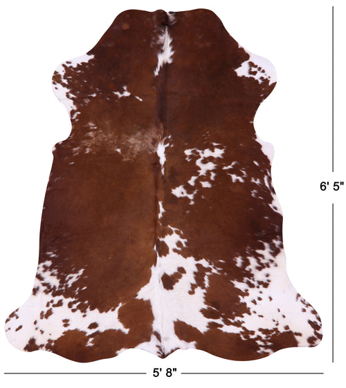 Brown & White Natural Cowhide Rug - Large 6'5