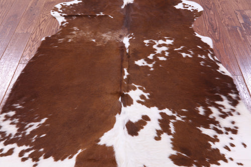 Brown & White Natural Cowhide Rug - Large 6'5