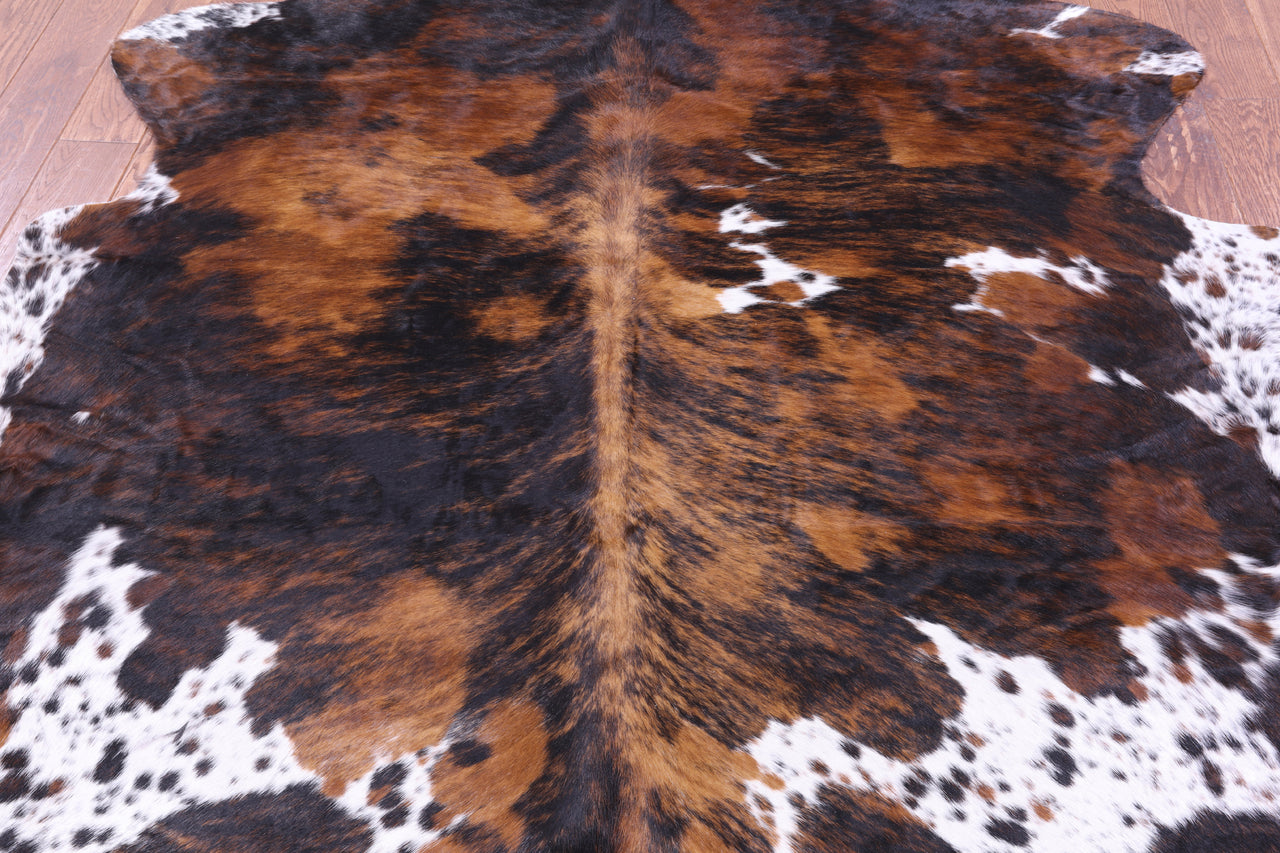 Tricolor Natural Cowhide Rug - X-Large 7'3"H x 6'10"W