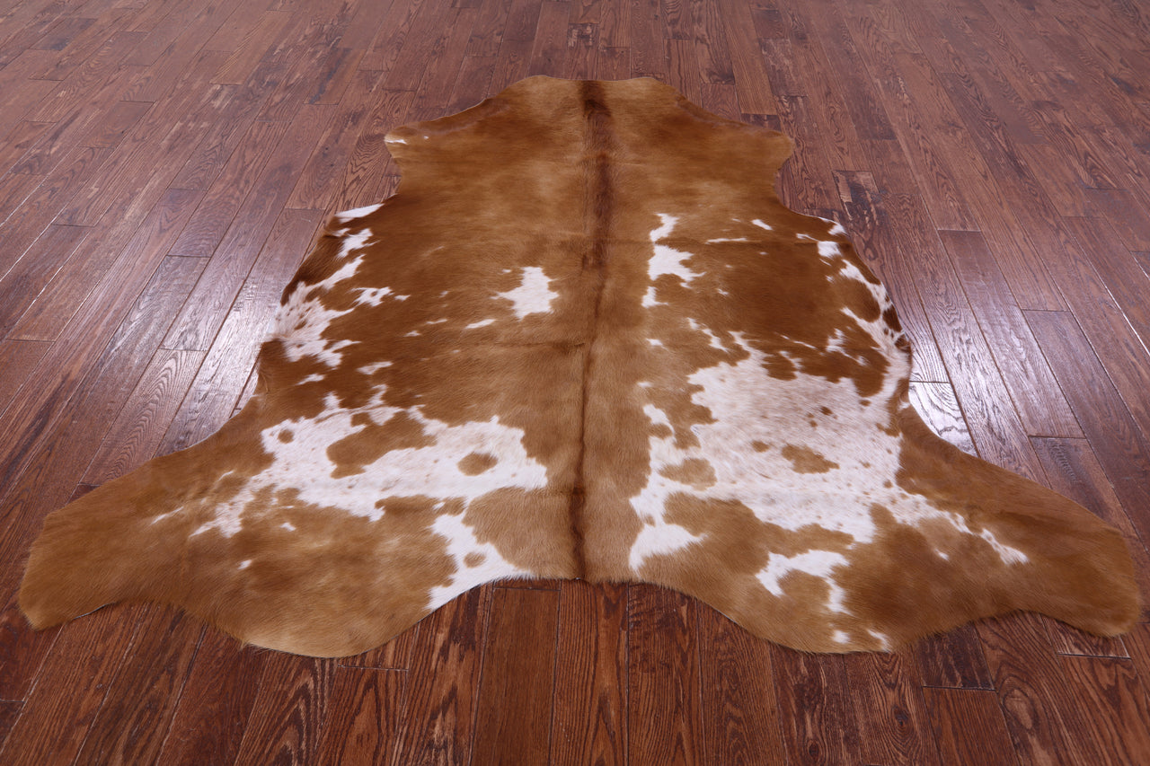 Brown & White Natural Cowhide Rug - X-Large 7'0"H x 7'0"W