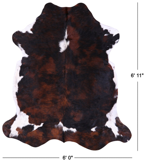 Tricolor Natural Cowhide Rug - Large 6'11