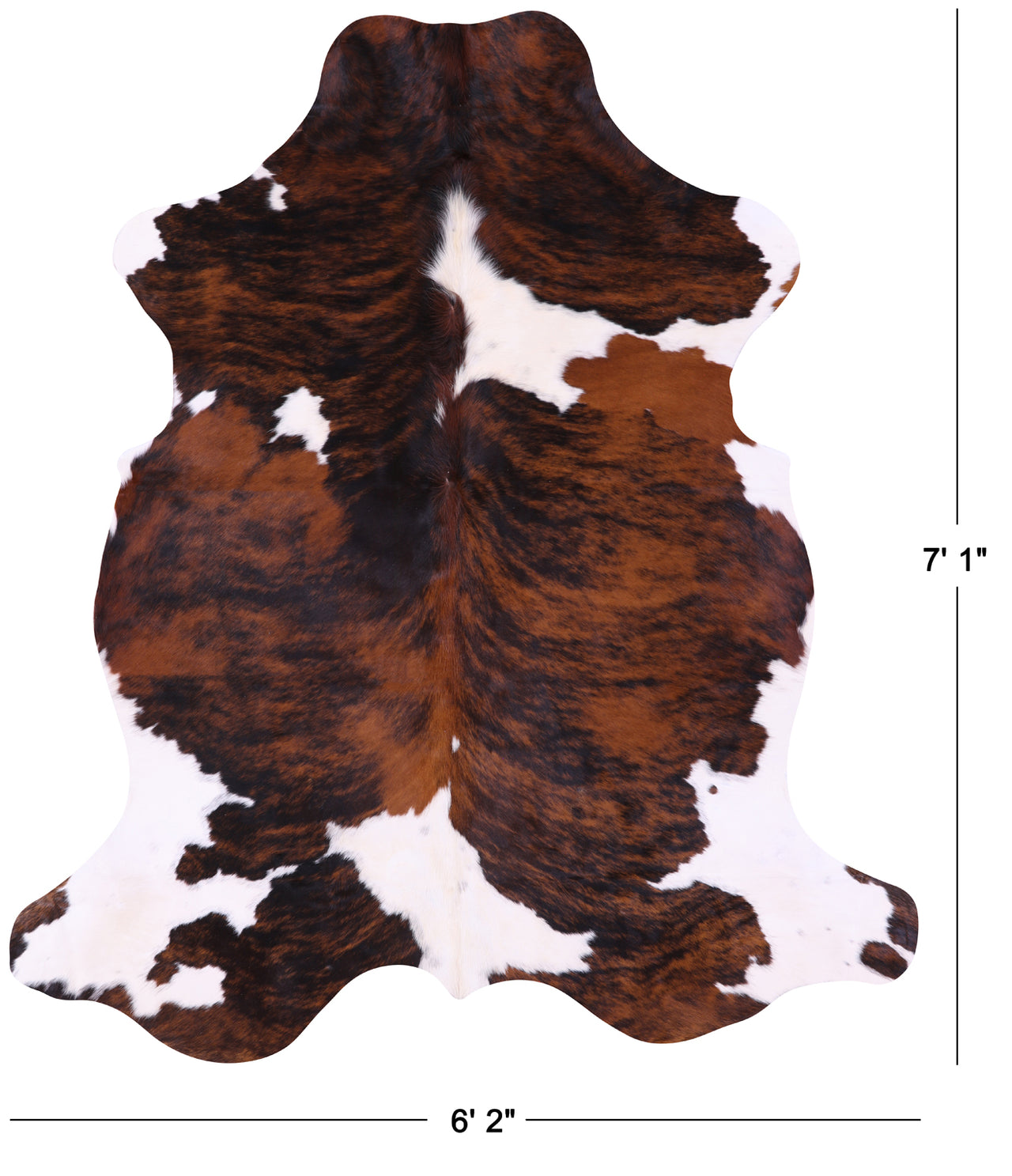 Tricolor Brindle Natural Cowhide Rug - X-Large 7'1"H x 6'2"W