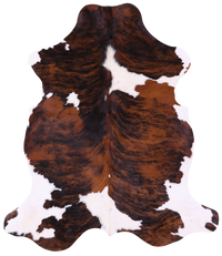 Thumbnail for Tricolor Brindle Natural Cowhide Rug - X-Large 7'1