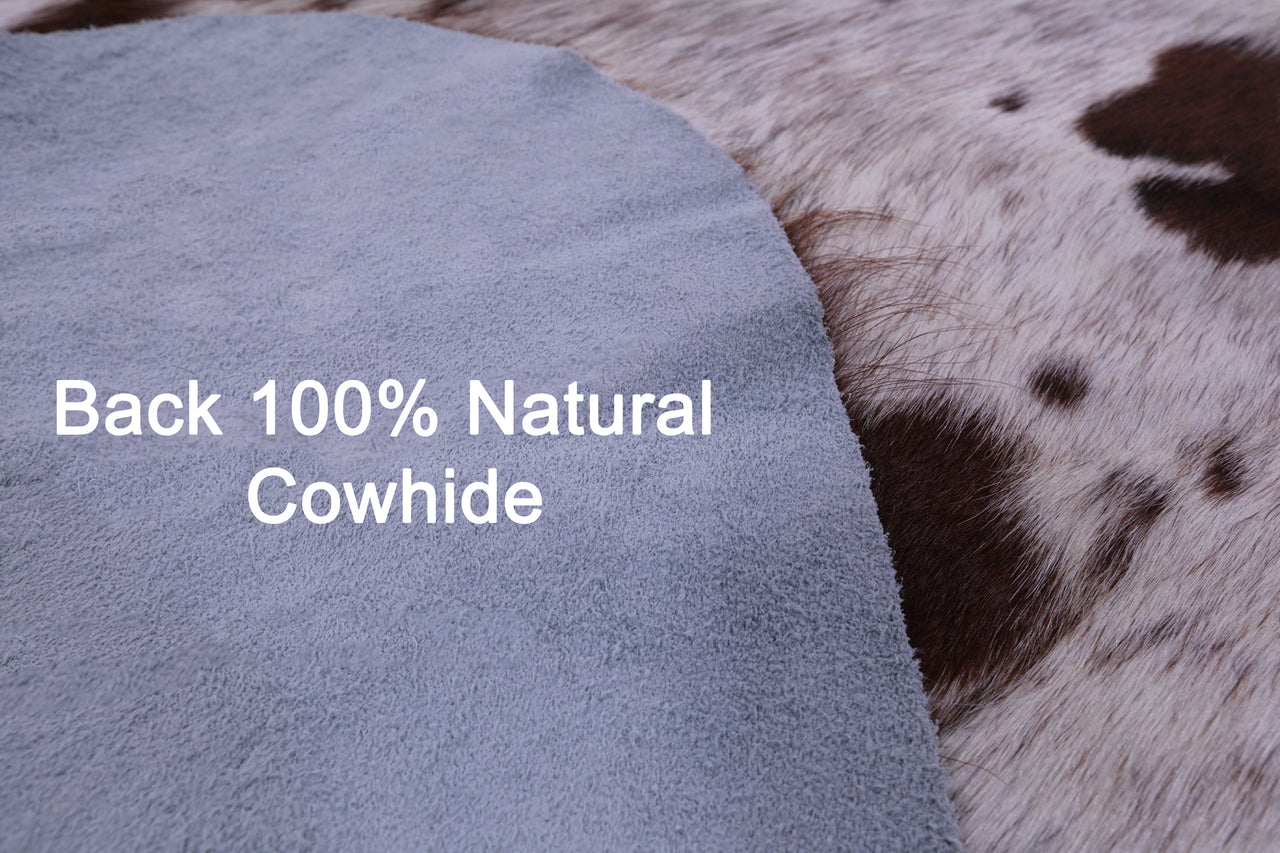 Salt & Pepper Natural Brown Cowhide Rug - X-Large 7'0"H x 6'6"W