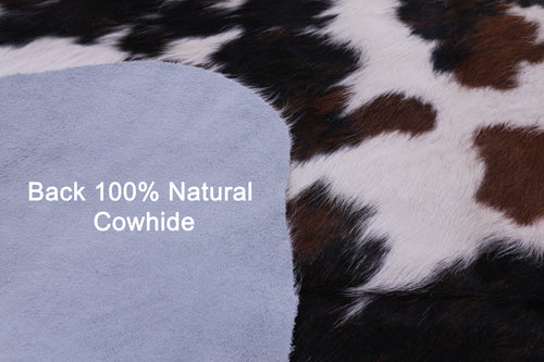 Tricolor Natural Cowhide Rug - Large 6'7