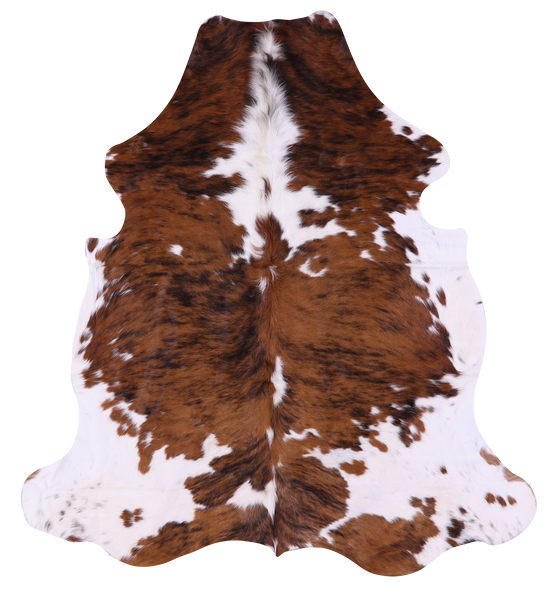 Brown & White Brindle Natural Cowhide Rug - XLarge 7'2"H x 6'4"W