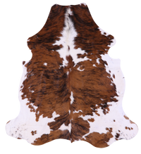 Thumbnail for Brown & White Brindle Natural Cowhide Rug - XLarge 7'2