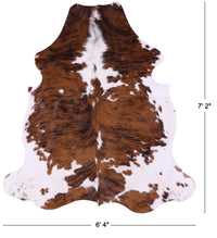 Thumbnail for Brown & White Brindle Natural Cowhide Rug - XLarge 7'2